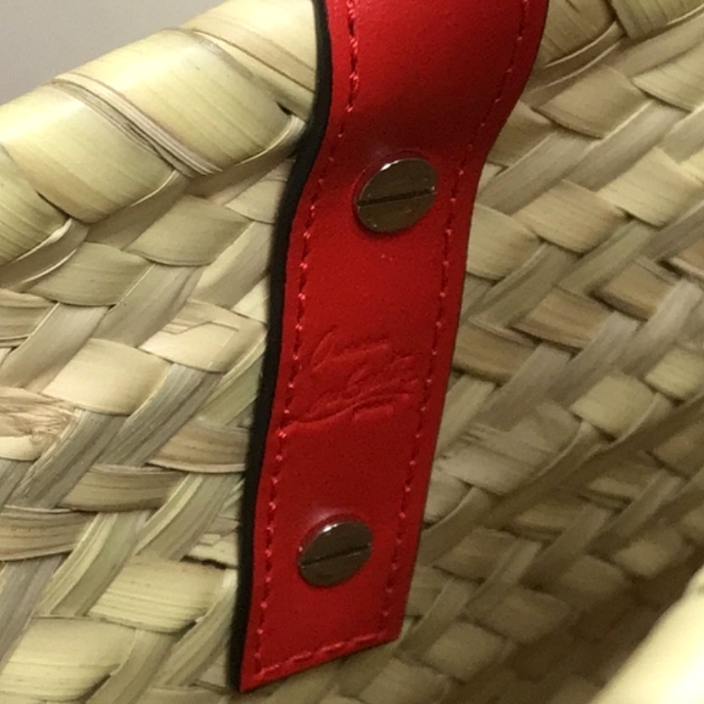 🔴 Christian Louboutin Loubishore Natural Raffia & Leather Tote Bag NEW! - Picture 5 of 12